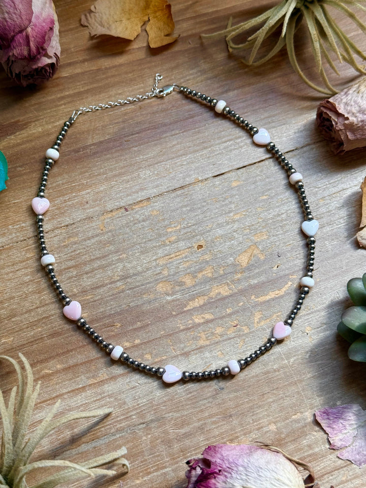 15” Pink Conch Heart Necklace – Sterling Silver Pearls Necklaces Shopify Collective The Bijoux FAB Jewelry The Bijoux FAB Jewelry