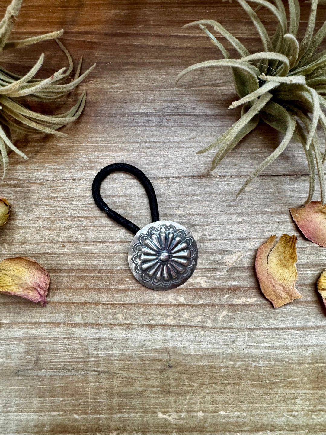 Sterling Silver Hair Tie – Stamped Concho Detail hair ties Shopify Collective The Bijoux FAB Jewelry The Bijoux FAB Jewelry