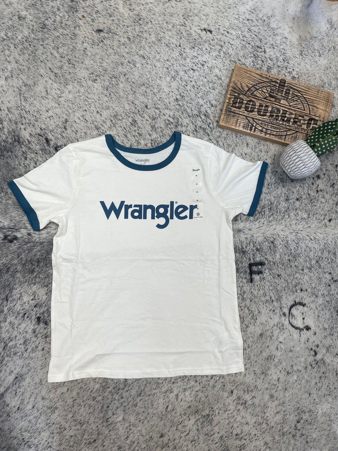 Women's Wrangler Logo Ringer Tee in Mallow Tee shirt Women's Wrangler