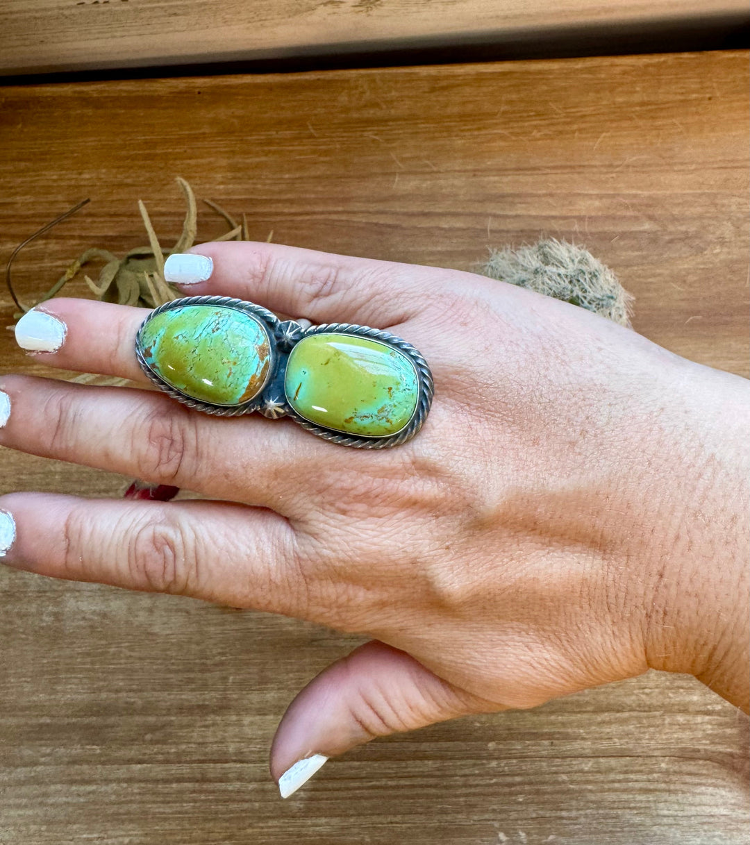 2 Stone - adjustable kingman turquoise ring and sterling silver ring Shopify Collective The Bijoux FAB Jewelry The Bijoux FAB Jewelry
