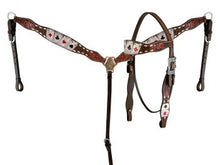 Load image into Gallery viewer, 14736 Rider&#39;s Luck Tooled Leather Browband Headstall and Breast Collar Set
