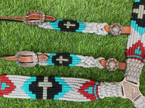 14920 Corded One Ear Headstall and Breast Collar Set - Cross