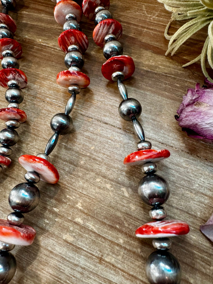NFR Collection Necklace – Graduated Spiny Oyster & Sterling Silver Pearls 45" Necklaces Shopify Collective The Bijoux FAB Jewelry The Bijoux FAB Jewelry