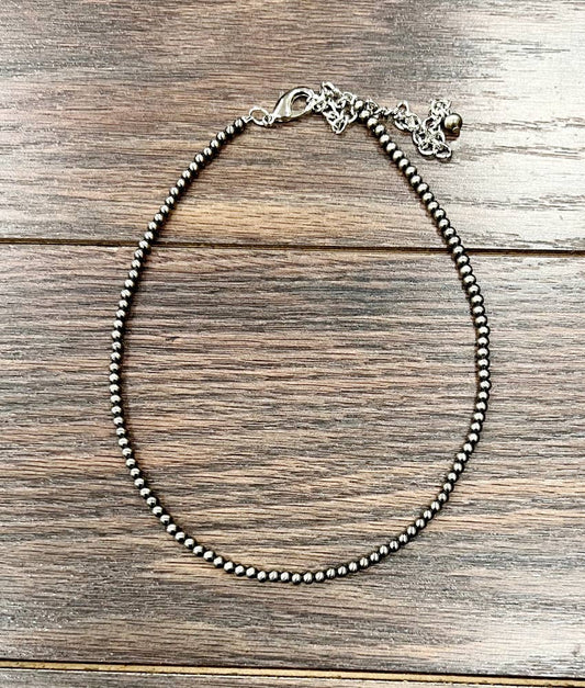 737963, 15" Handmade 4mm Polish Navajo Bead Necklace NECKLACE ISAC Trading Inc