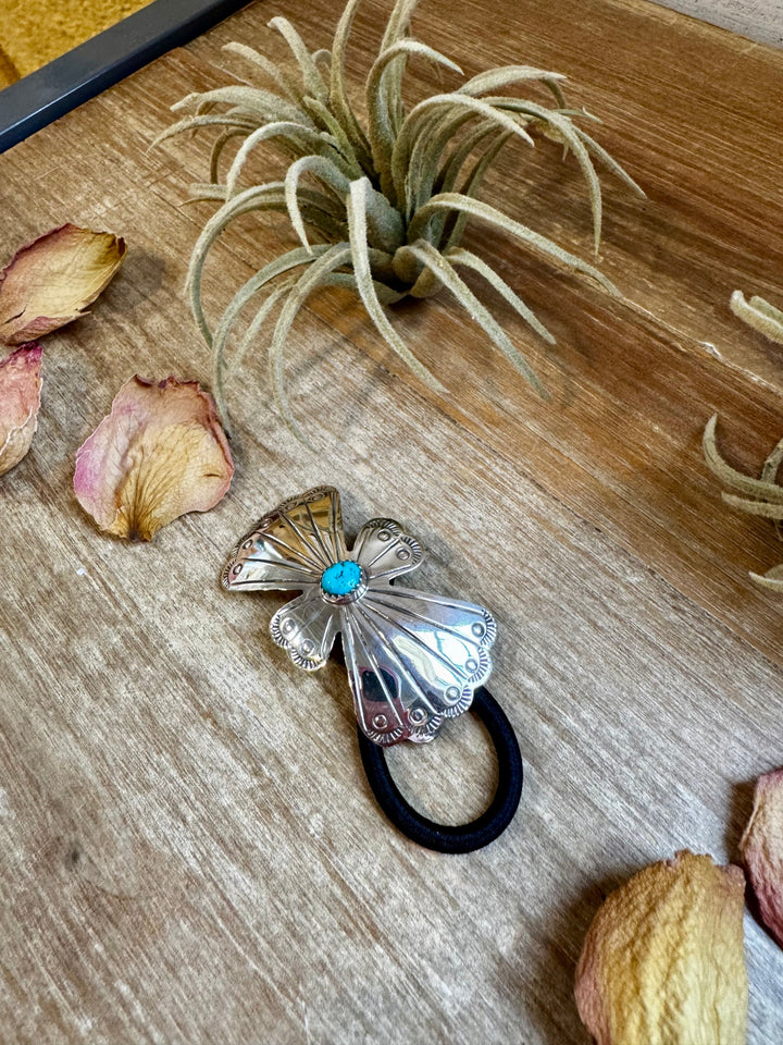 Sterling Silver Hair Tie with Kingman Turquoise hair ties Shopify Collective The Bijoux FAB Jewelry The Bijoux FAB Jewelry