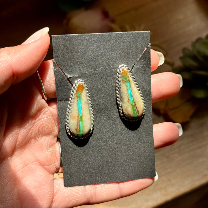 15 - Sterling Silver Ribbon Royston Turquoise Stud Earrings by Jason Ogg Earrings Shopify Collective The Bijoux FAB Jewelry The Bijoux FAB Jewelry