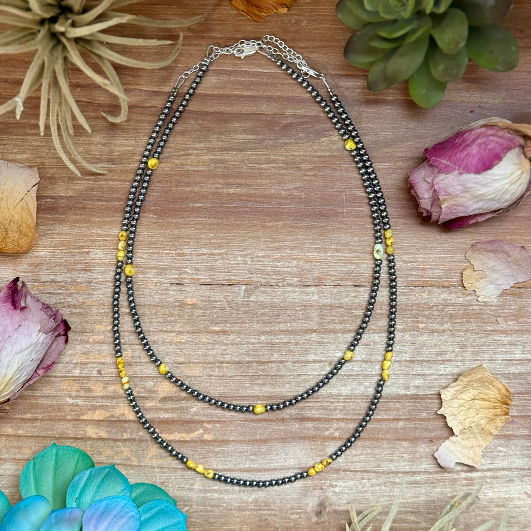 16.5” Palomino Turquoise Necklace – Sterling Silver Pearls Necklaces Shopify Collective The Bijoux FAB Jewelry The Bijoux FAB Jewelry
