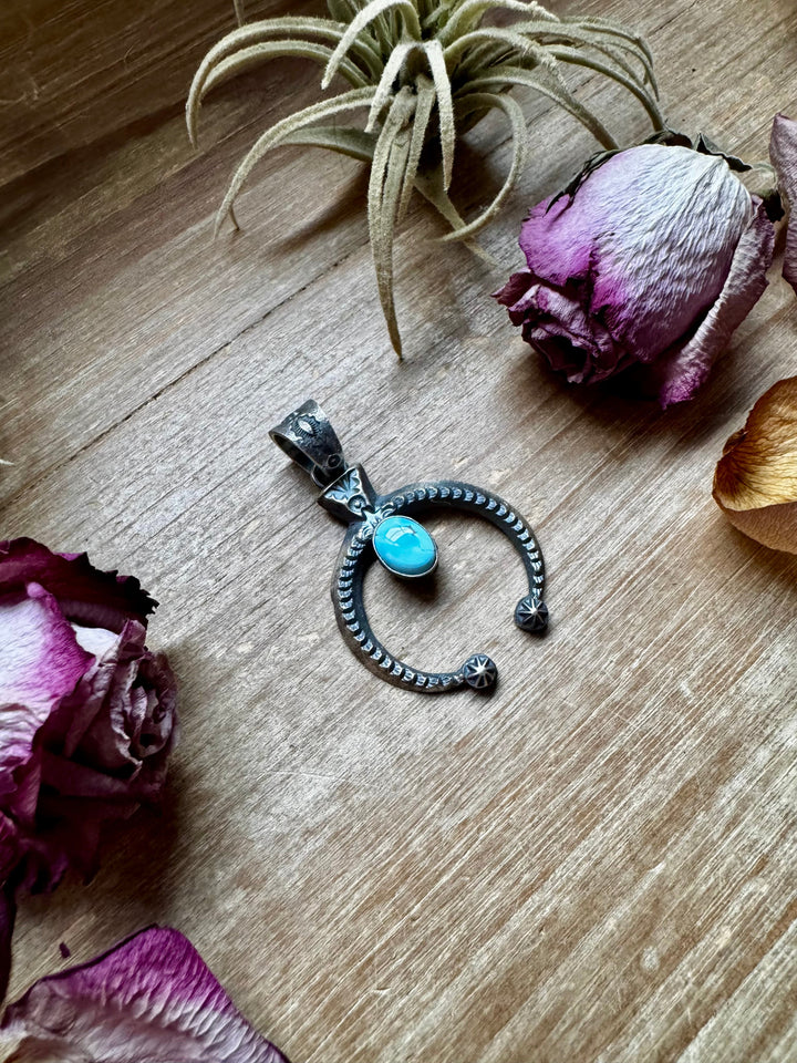 Naja Pendant with Golden Hill Turquoise – Option 2 – Sterling Silver – Native Made by KB – Fits 8mm Pendant Shopify Collective The Bijoux FAB Jewelry The Bijoux FAB Jewelry
