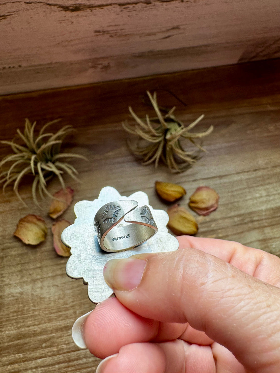 Mojave Spiny & Turquoise Flower Adjustable Ring – Sterling Silver, Made in USA ring Shopify Collective The Bijoux FAB Jewelry The Bijoux FAB Jewelry