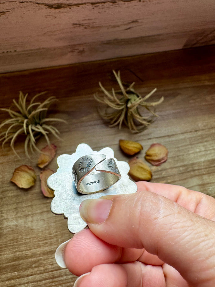 Mojave Spiny & Turquoise Flower Adjustable Ring – Sterling Silver, Made in USA ring Shopify Collective The Bijoux FAB Jewelry The Bijoux FAB Jewelry