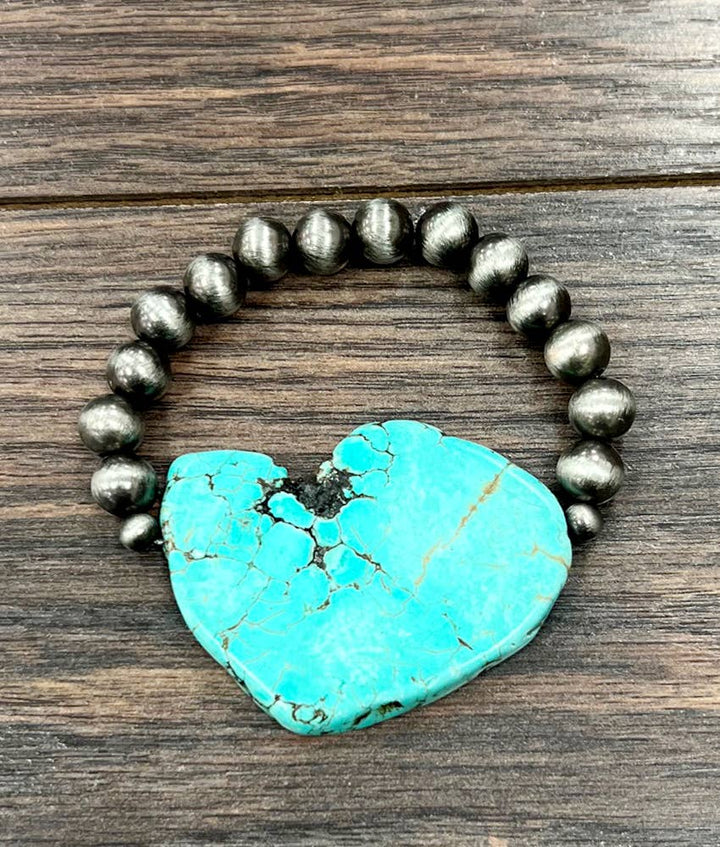 711671, Handmade Big Navajo Slab Stretch Bracelet Bracelet ISAC Trading Inc
