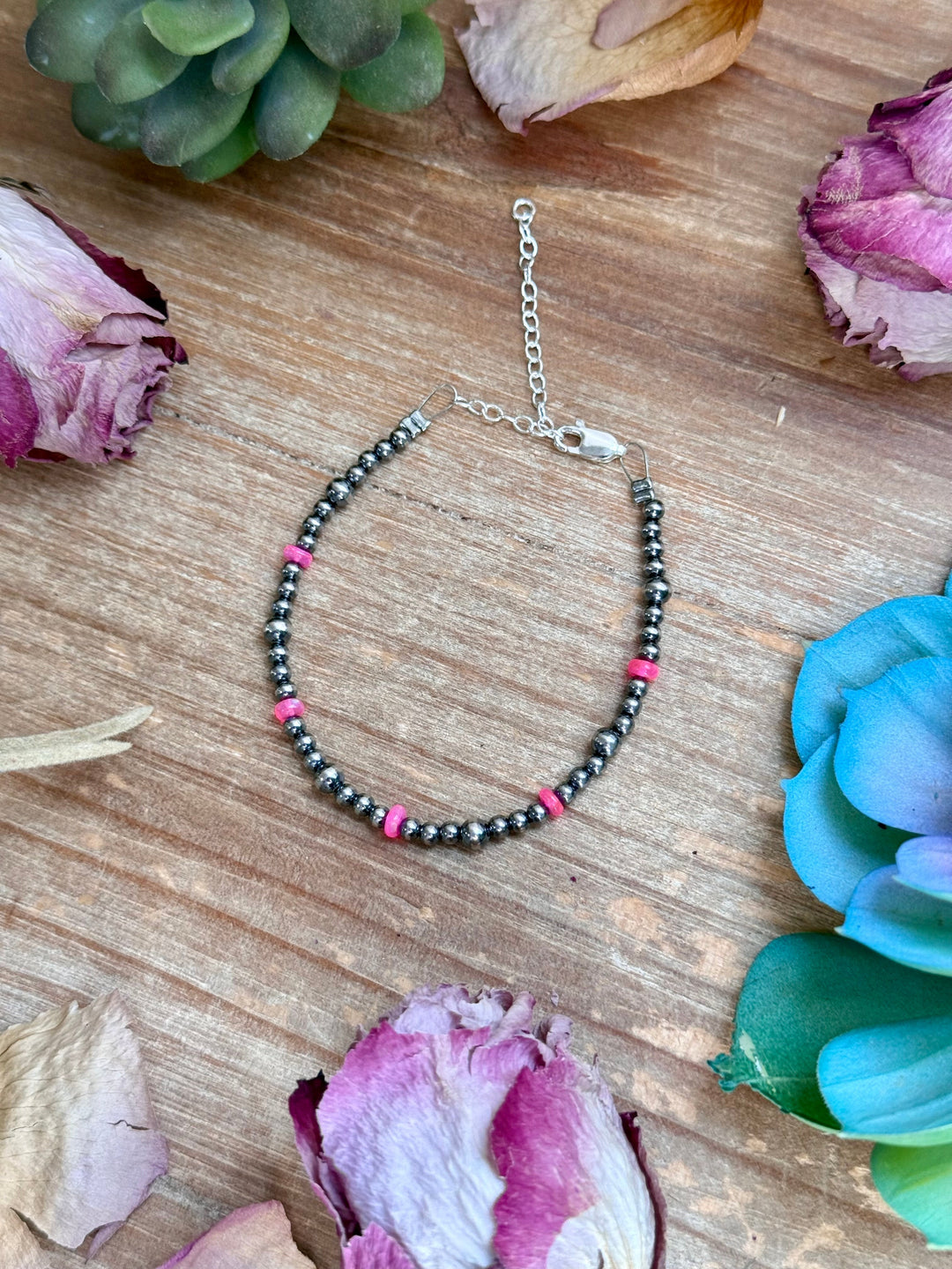 Pink Ethiopian Opal Bracelet – 3–4mm Sterling Silver Pearls Bracelets Shopify Collective The Bijoux FAB Jewelry The Bijoux FAB Jewelry