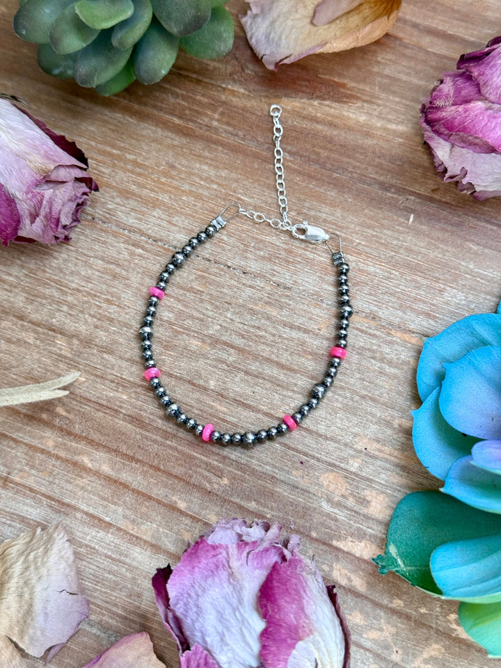 Pink Ethiopian Opal Bracelet – 3–4mm Sterling Silver Pearls Bracelets Shopify Collective The Bijoux FAB Jewelry The Bijoux FAB Jewelry