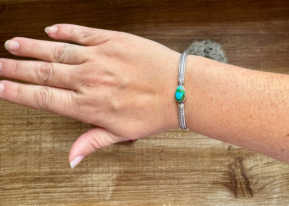 Cuff Bracelet - Sonoran Turquoise & Sterling Silver option II Bracelets Shopify Collective The Bijoux FAB Jewelry The Bijoux FAB Jewelry