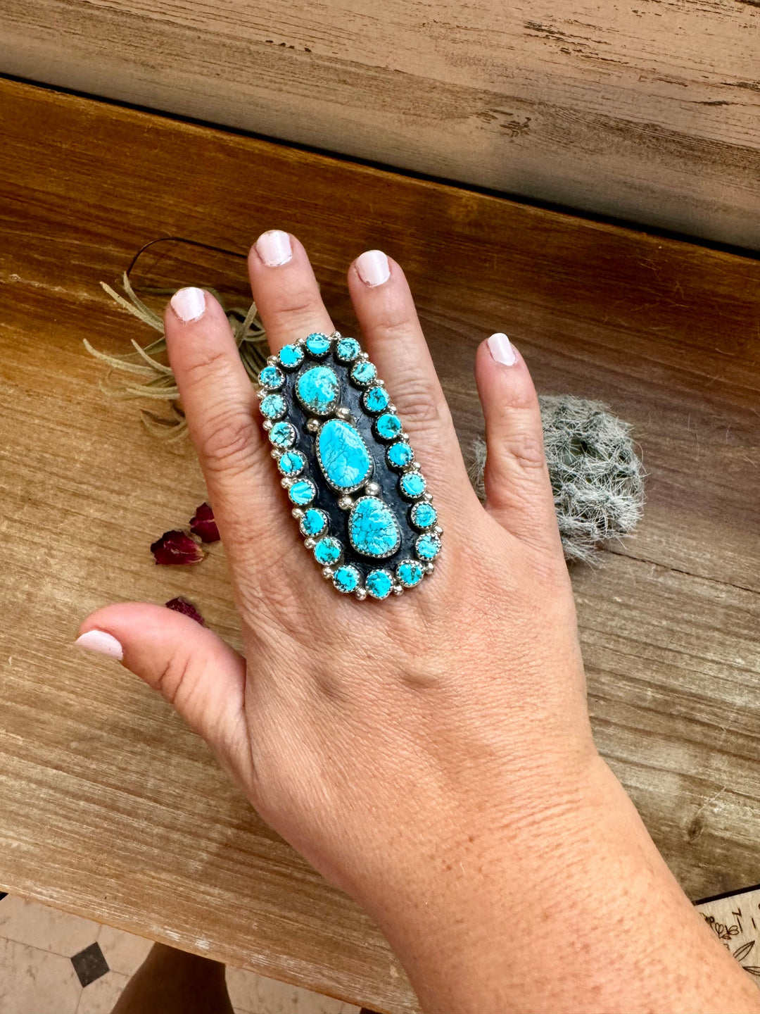 Big Ring - adjustable kingman turquoise ring and sterling silver ring Shopify Collective The Bijoux FAB Jewelry The Bijoux FAB Jewelry