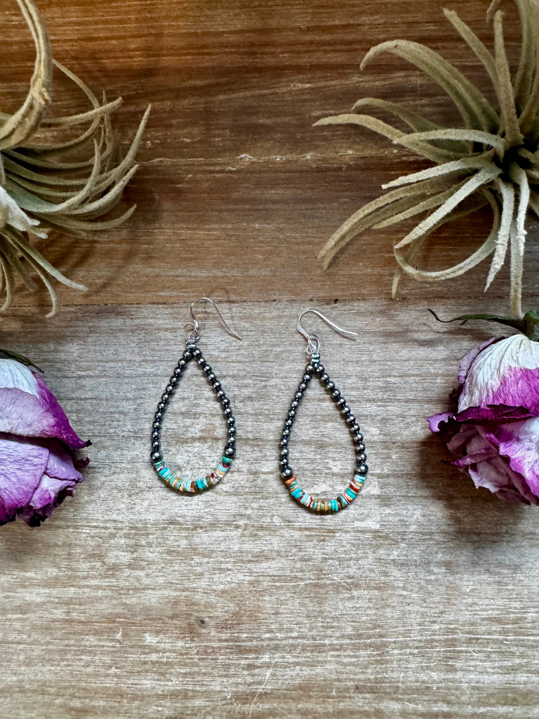 Green & Orange Heishi Earrings – Sterling Silver Pearls Earrings Shopify Collective The Bijoux FAB Jewelry The Bijoux FAB Jewelry