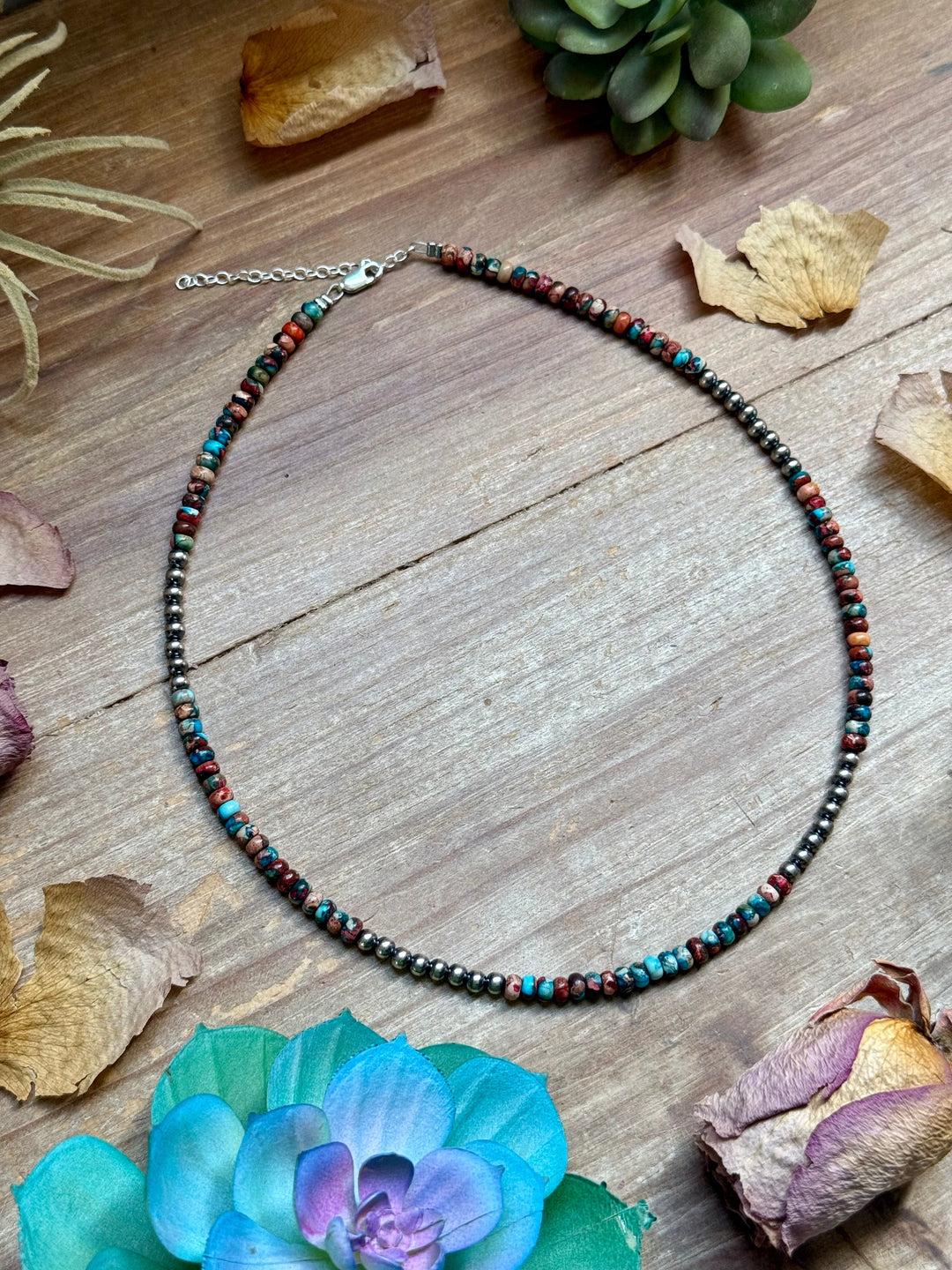 17” Blue & Pink Sea Sediment Necklace – Sterling Silver Necklaces Shopify Collective The Bijoux FAB Jewelry The Bijoux FAB Jewelry