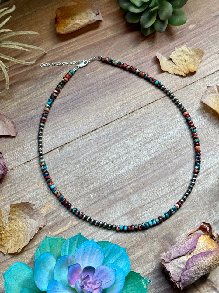 17” Blue & Pink Sea Sediment Necklace – Sterling Silver Necklaces Shopify Collective The Bijoux FAB Jewelry The Bijoux FAB Jewelry