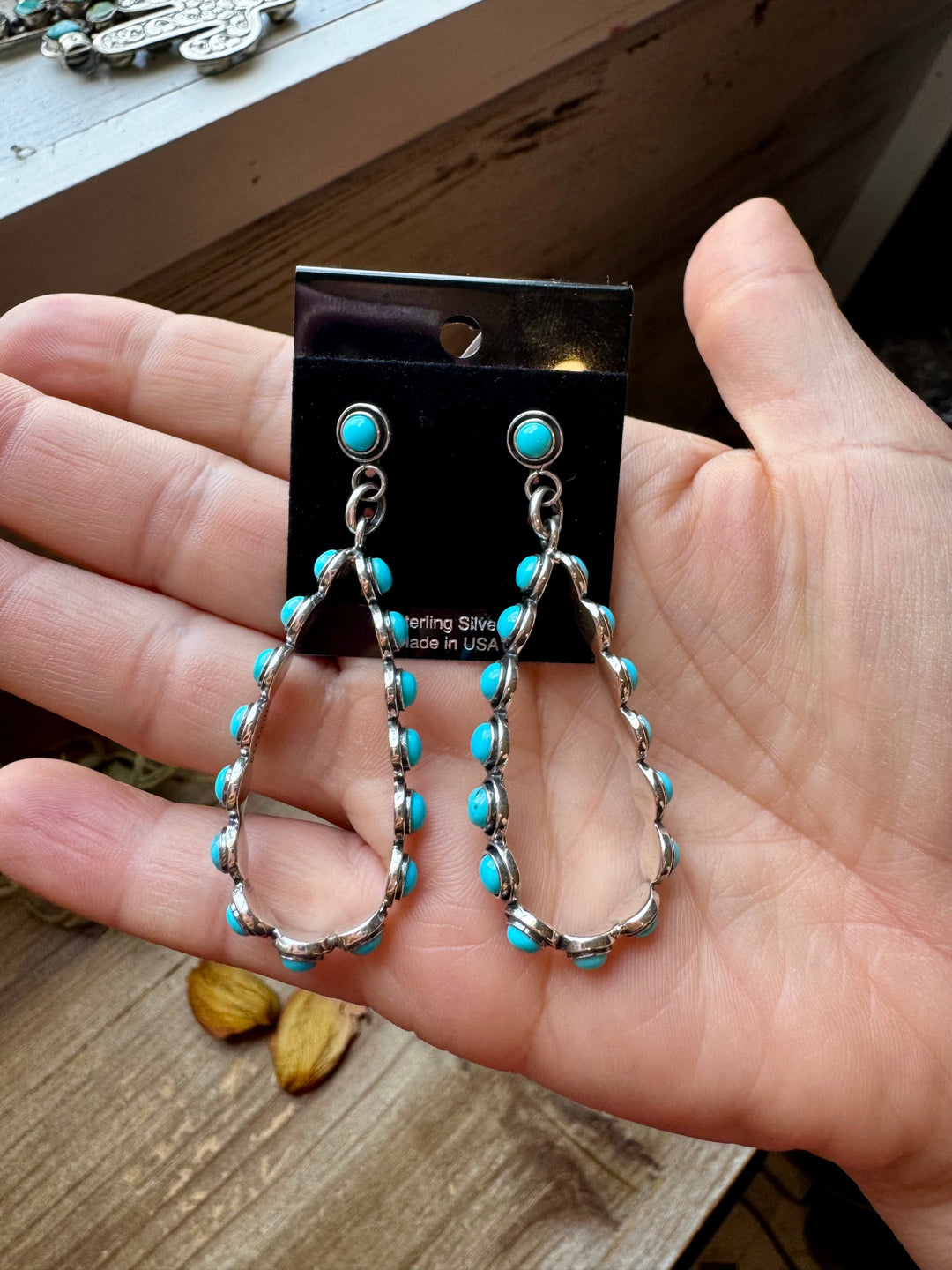 Kingman Turquoise Dangle Earrings – Sterling Silver, Lightweight, USA Made Earrings Shopify Collective The Bijoux FAB Jewelry The Bijoux FAB Jewelry