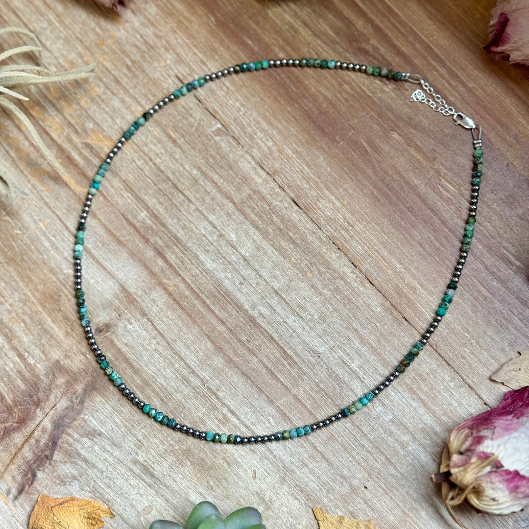 Faceted African Turquoise Necklace – 19" – 3mm Necklaces Shopify Collective The Bijoux FAB Jewelry The Bijoux FAB Jewelry