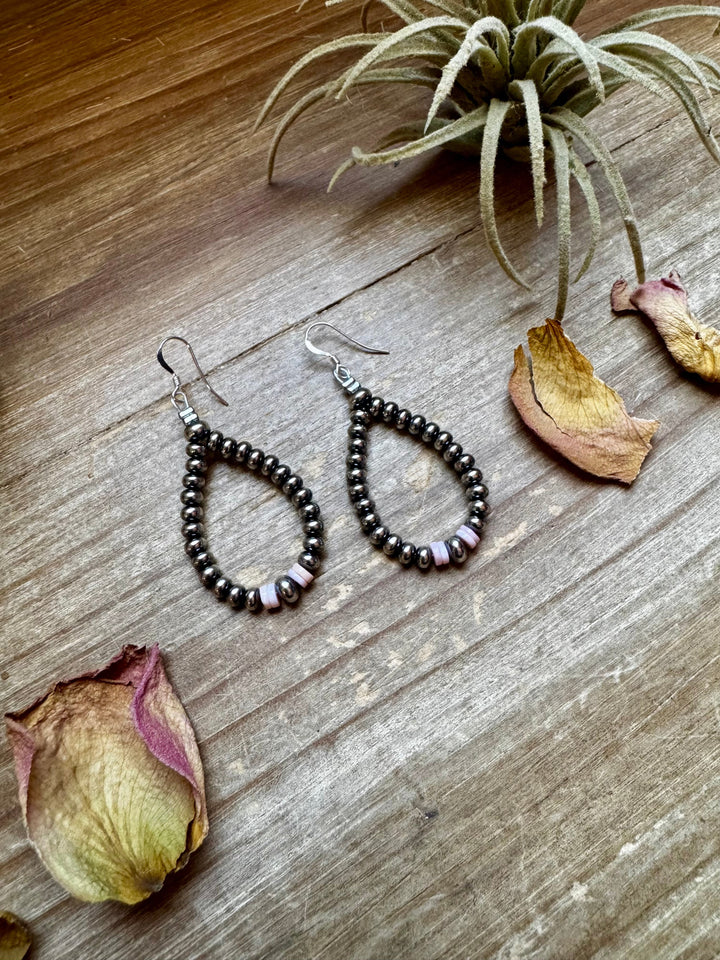 Smaller Sterling saucer Silver Pearls earrings teardrop - With Pink Conch Earrings Shopify Collective The Bijoux FAB Jewelry The Bijoux FAB Jewelry