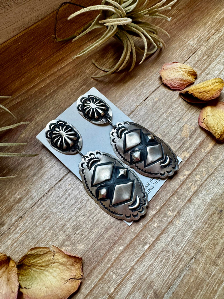 Sterling Silver Dangle Earrings – Native Made by Leander & Rhonda Largo, USA Earrings Shopify Collective The Bijoux FAB Jewelry The Bijoux FAB Jewelry