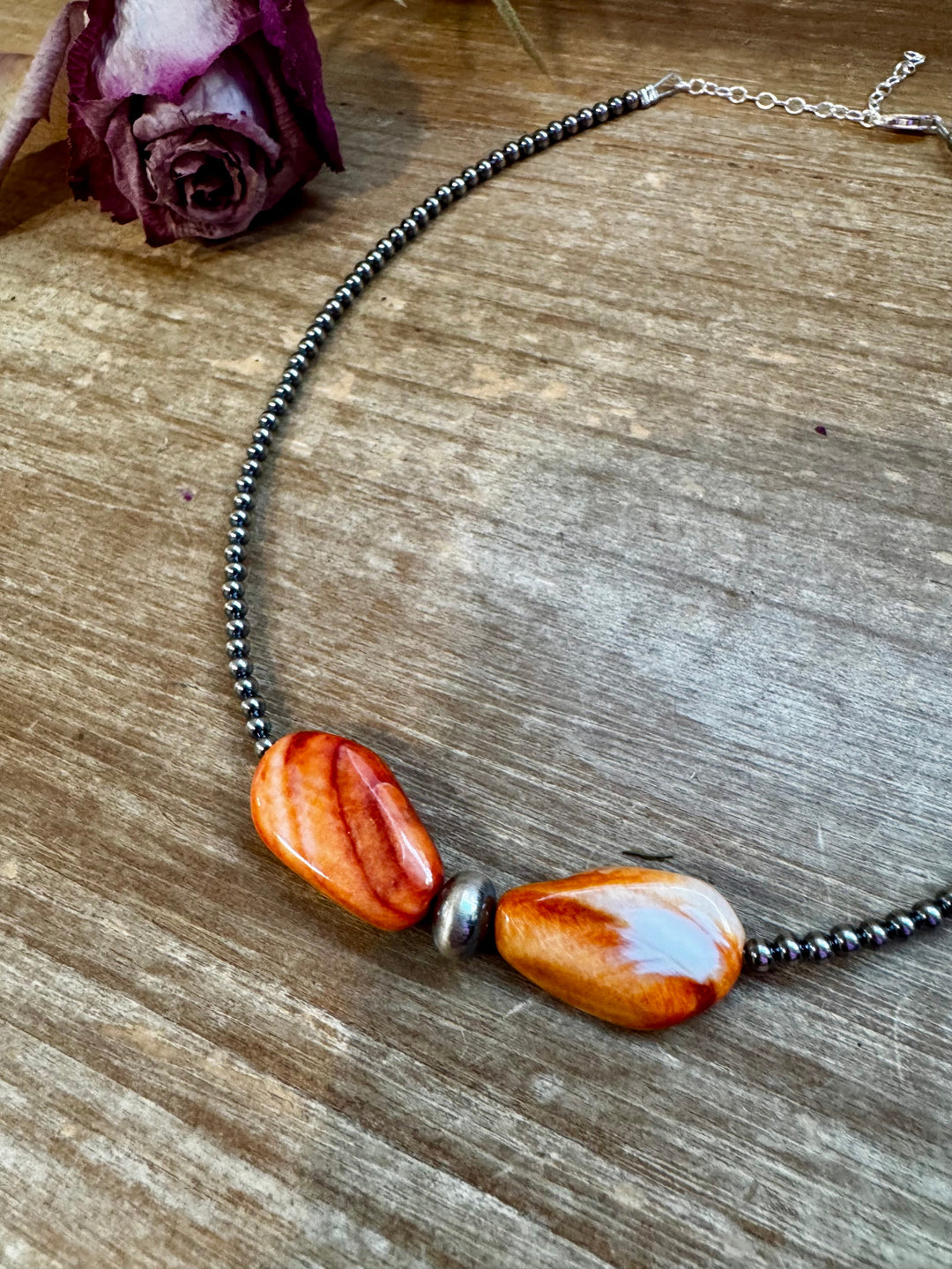 14" Spiny Oyster & Sterling Silver Pearl Choker – 3mm & 10mm Choker Shopify Collective The Bijoux FAB Jewelry The Bijoux FAB Jewelry