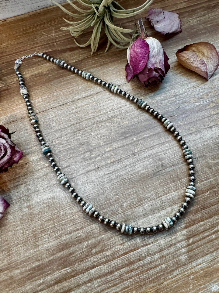 Azurite & Sterling Silver Pearl Necklace – 5mm - 19" Necklaces Shopify Collective The Bijoux FAB Jewelry The Bijoux FAB Jewelry
