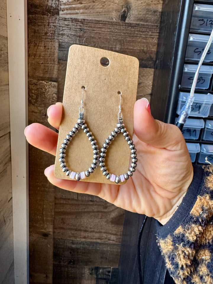 Smaller Sterling saucer Silver Pearls earrings teardrop - With Pink Conch Earrings Shopify Collective The Bijoux FAB Jewelry The Bijoux FAB Jewelry