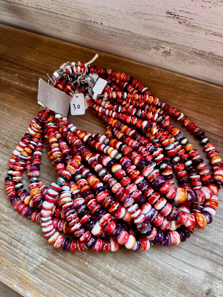 BE BOLD - 22-Inch Spiny Oyster & Wampum Statement Necklace with Sterling Silver Pearls Necklaces Shopify Collective The Bijoux FAB Jewelry The Bijoux FAB Jewelry