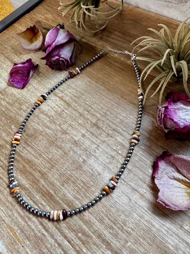 Nevada Opal Nugget Necklace – Sterling Silver Pearls – Handmade by The Bijoux FAB – 19" Necklaces Shopify Collective The Bijoux FAB Jewelry The Bijoux FAB Jewelry
