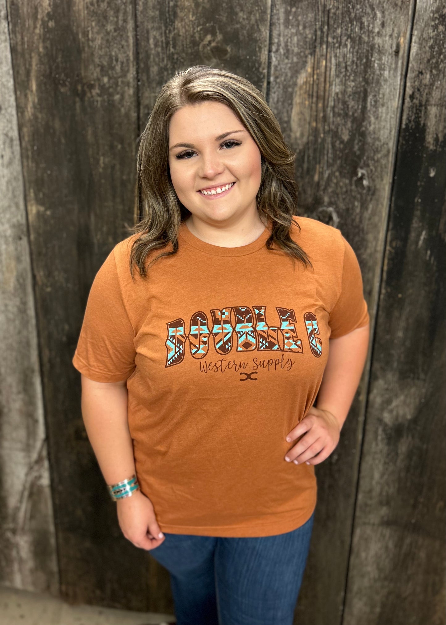 Double C Aztec Tees Burnt Orange Double C Western Supply