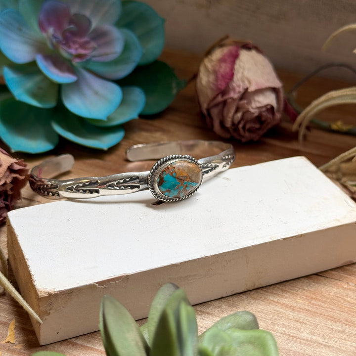 120 Sterling Silver Easter Blue Turquoise Stamped Stacking Cuff by Jason Ogg cuff Shopify Collective The Bijoux FAB Jewelry The Bijoux FAB Jewelry