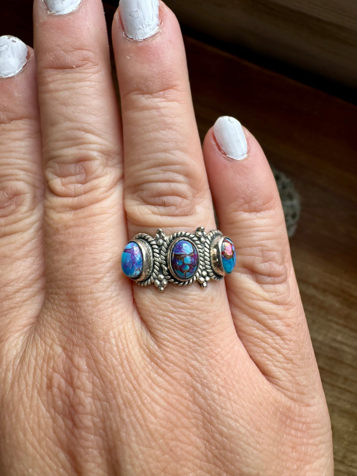 Band Ring - Size 8 12 - Purple Dahlia & sterling silver ring Shopify Collective The Bijoux FAB Jewelry The Bijoux FAB Jewelry