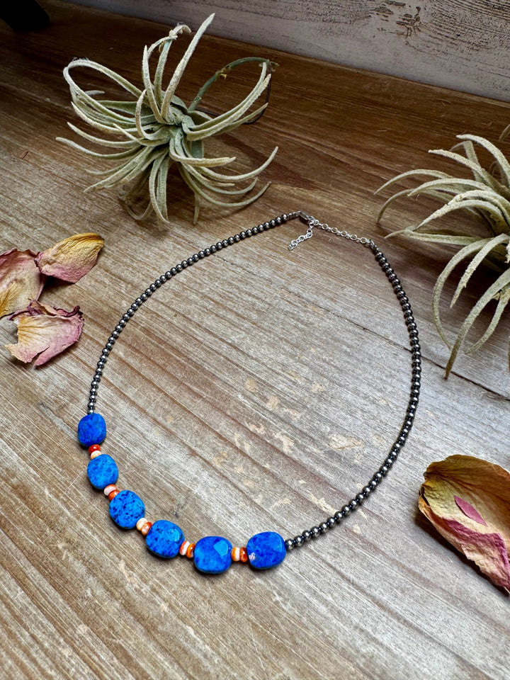 Sterling Silver & Spiny Oyster Choker with Lapis – Summer Necklace Choker Shopify Collective The Bijoux FAB Jewelry The Bijoux FAB Jewelry