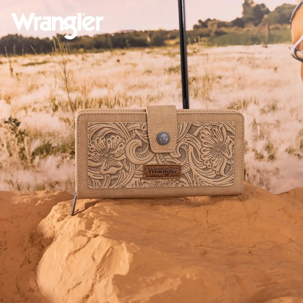 Wrangler Western Floral Tooled RFID Wallet WG339-W080 Wallet Tan Wrangler Montana West