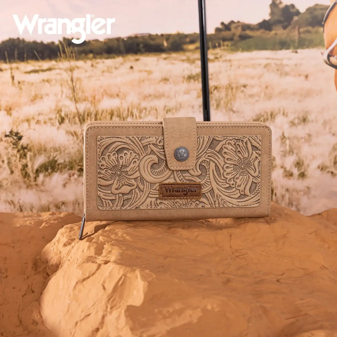Wrangler Western Floral Tooled RFID Wallet WG339-W080 Wallet Tan Wrangler Montana West