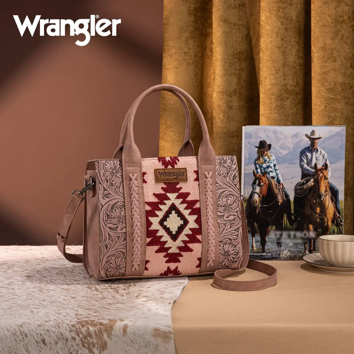 Wrangler Tooled Aztec Pattern Print Concealed Carry Tote/Crossbody WG226-8120 Purse Wrangler Montana West