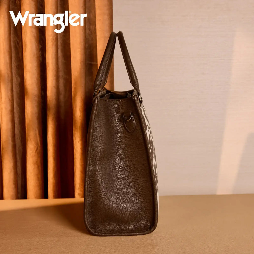 Wrangler Carry-All Large Tote Work Tote /Crossbody - Cow-Coffee WG389-8119 Purse Accessory Purse Women's Wrangler Montana West