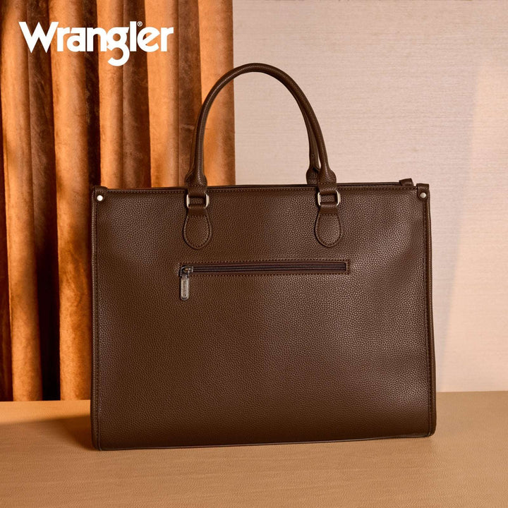 Wrangler Carry-All Large Tote Work Tote /Crossbody - Cow-Coffee WG389-8119 Purse Accessory Purse Women's Wrangler Montana West