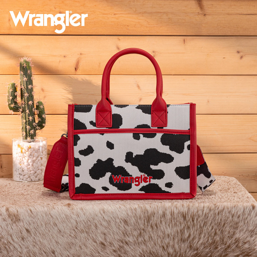 Wrangler Cow Print Tote/ Crossbody WG301-8120S Purse Red Montana West