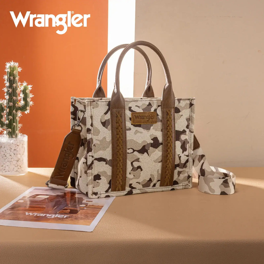Wrangler Camo Print Tote/Crossbody WG286-8120S Purse Camo Brown Wrangler Montana West