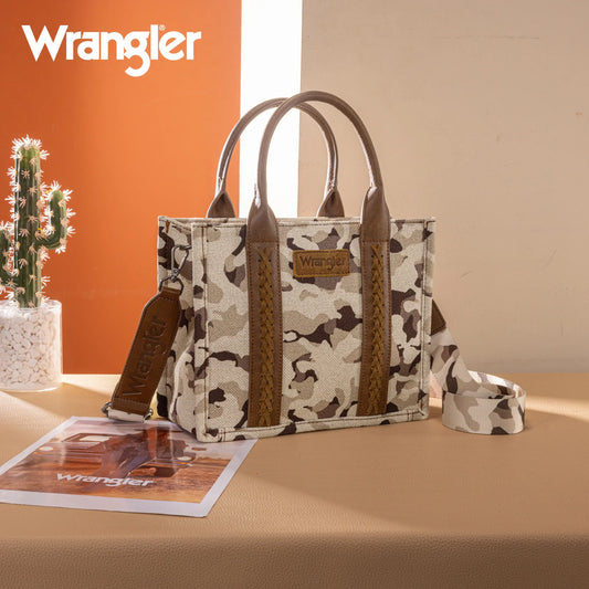 Wrangler Camo Print Tote/Crossbody WG286-8120S Purse Camo Brown Montana West