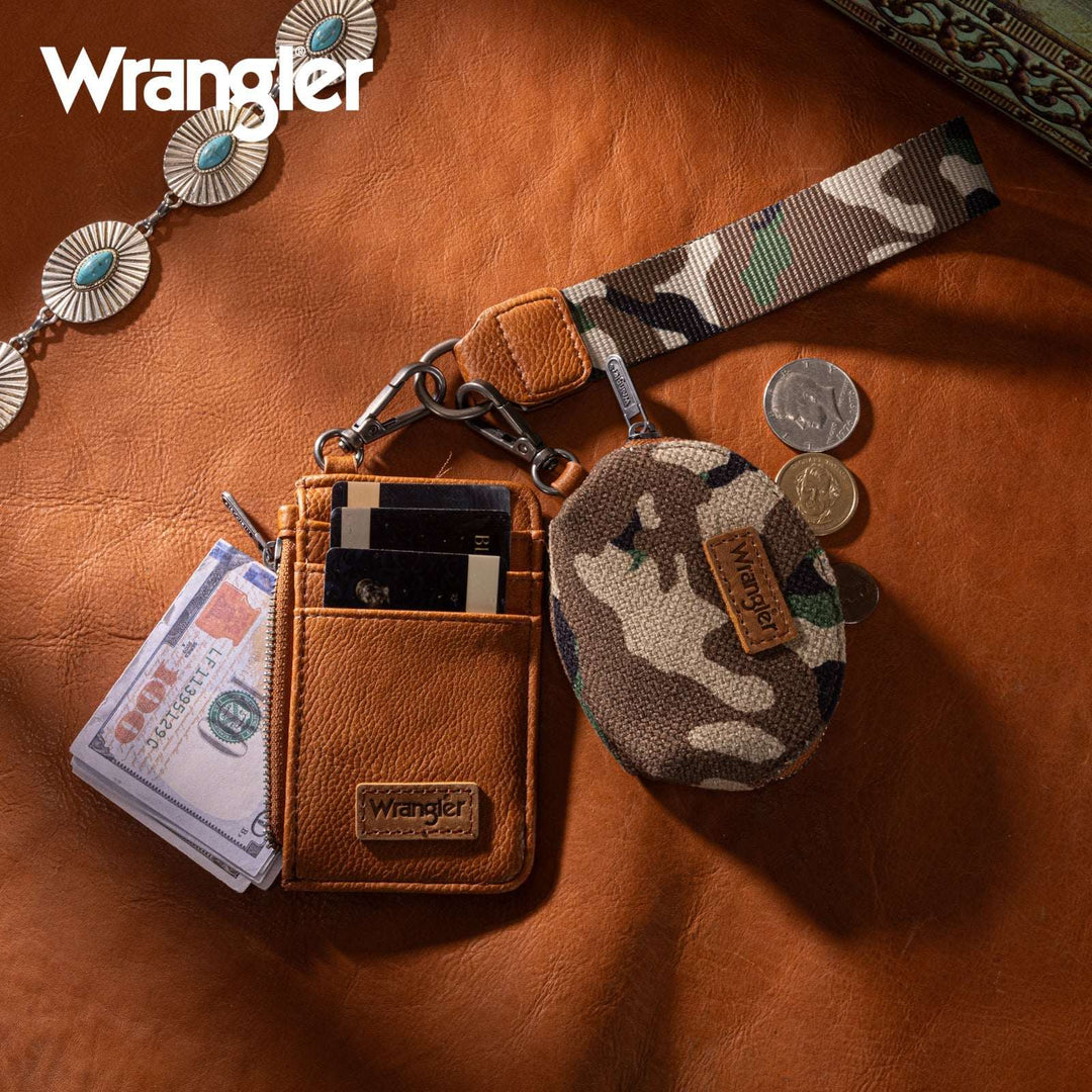 Wrangler Camo Print Dual Pouch Wristlet -Green WG286-W0051 Wallet Wrangler Montana West