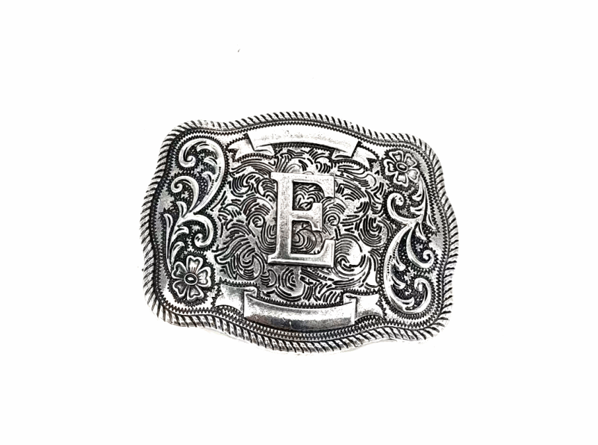 Western Filigree Initial Belt Buckle Belt E Snowing West