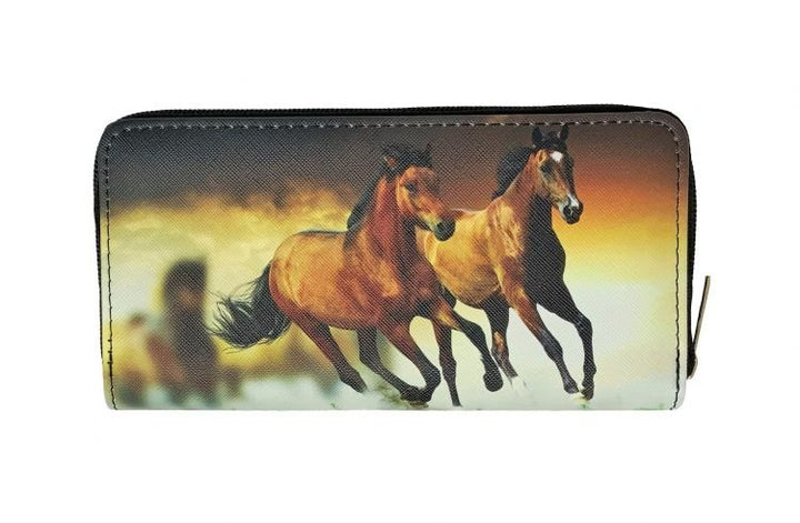 2 Horse Running Printed Zipper Wallet WT377X220 - Double C Western SupplyShiloh
