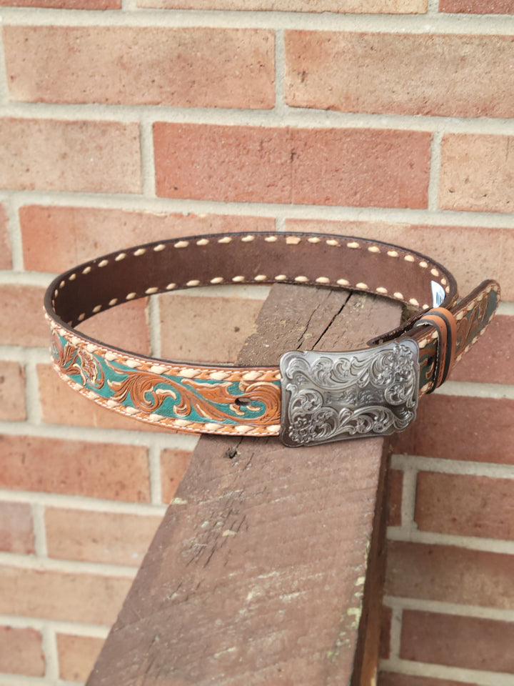 Hooey Womens Sonoma Tan Floral Hand TooledLeather Belt Belts Women's Hooey