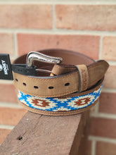 Load image into Gallery viewer, Hooey Mens Tapered White &amp; Blue Beaded Belt
