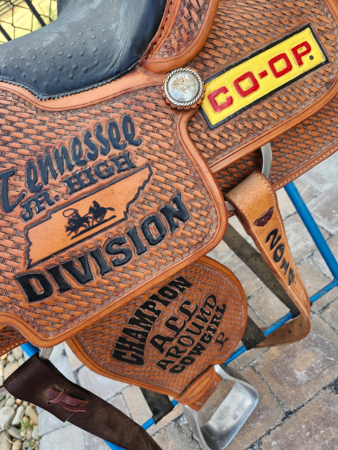 15" 2014 Running P Roping Trophy Saddle – Ostrich Seat Saddle Running P
