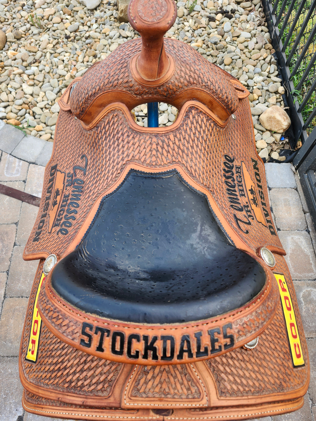 15" 2014 Running P Roping Trophy Saddle – Ostrich Seat Saddle Running P